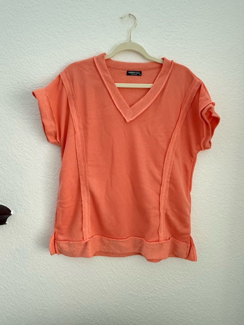 HEIMISH USA Coral V‑Neck Short Sleeve Tee